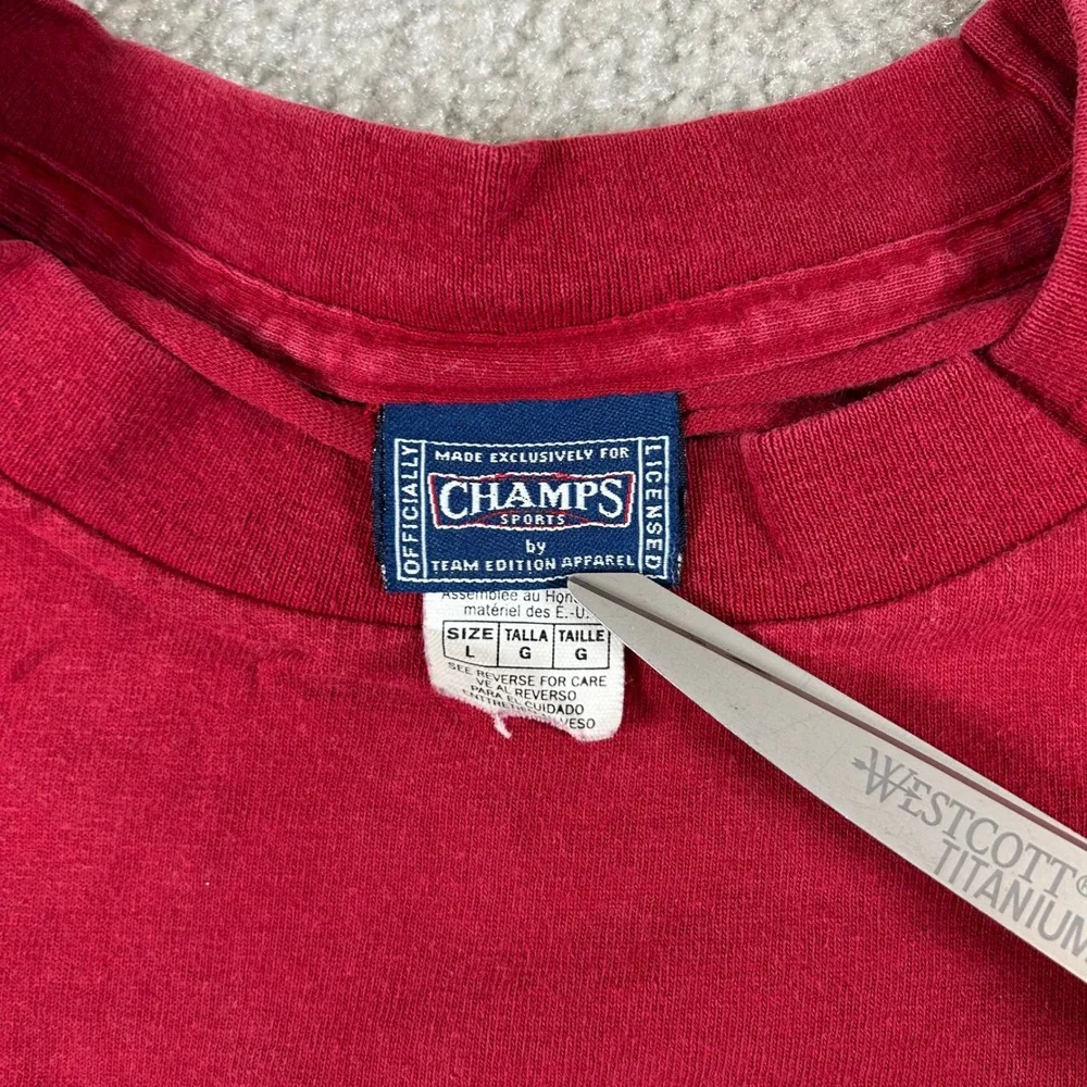 VTG Champs Sports Oklahoma Sooners T-Shirt Men Large Red Football Collegiate Tee
